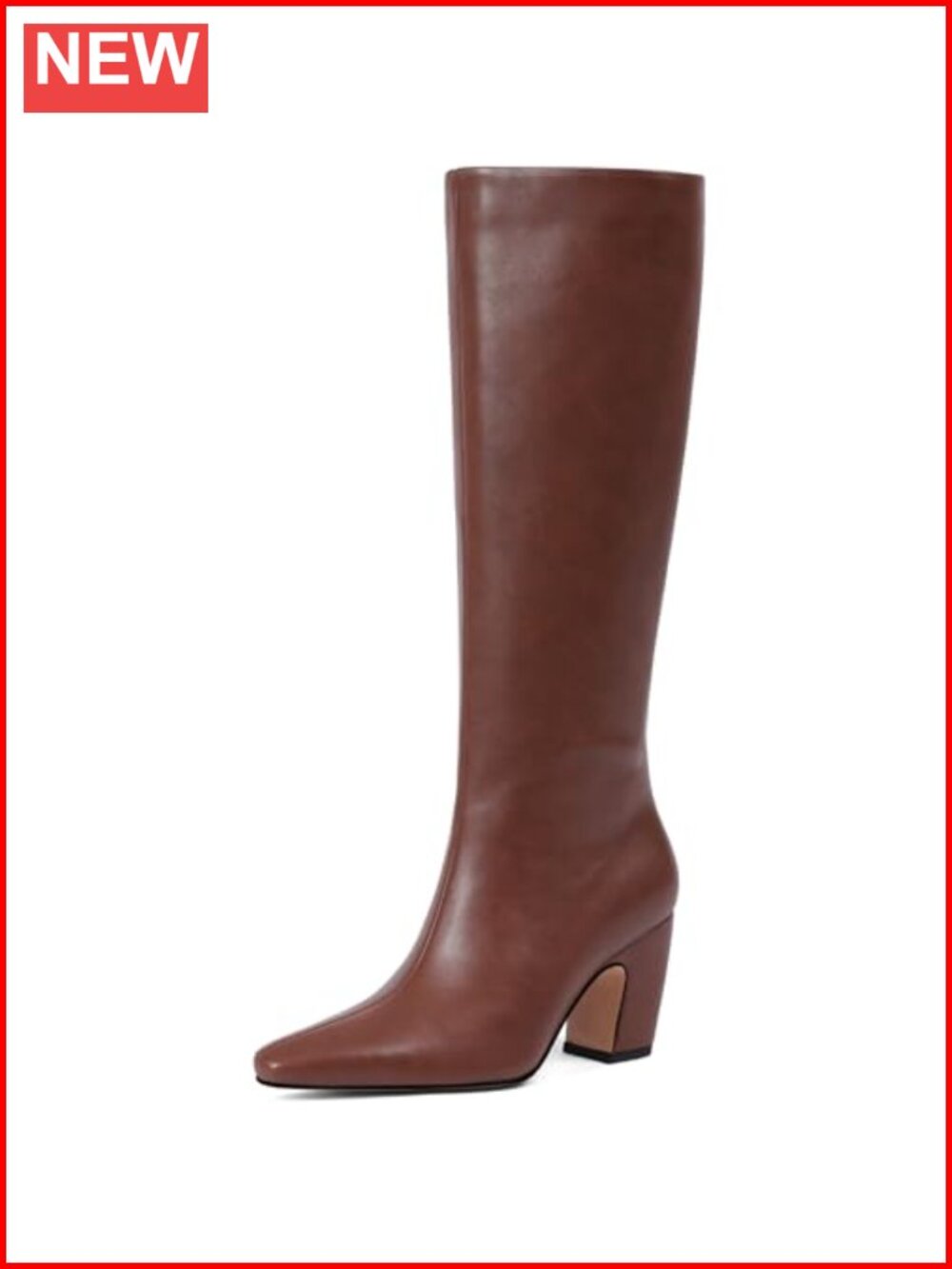 Women's Knee High Boots Square Toe Faux Leather Zip Tall Riding Boot